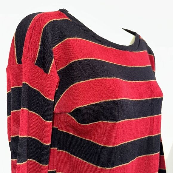 Vintage 70s Overture red, black & gold striped acrylic/wool sweater - Picture 4 of 10